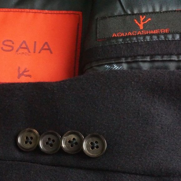 Isaia Napoli Aquacashmere Base S Navy Blue Pure Cashmere Sport Coat Jacket 46L